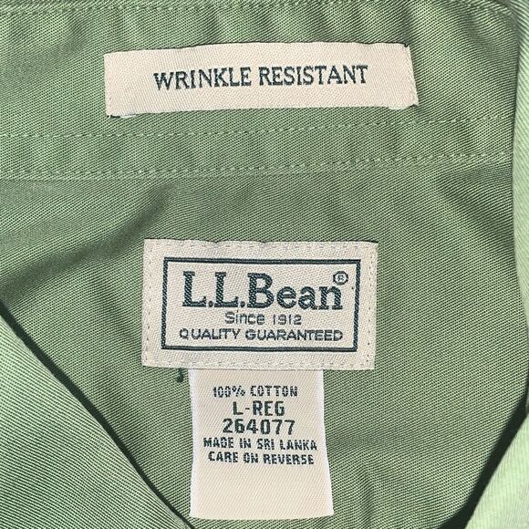 Vintage Y2K L.L. Bean Men's Large Wrinkle Resistant Green Long Sleeve Dress Shir - Picture 2 of 5
